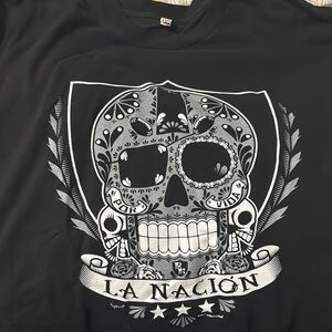 Black and White Short Sleeve Tee with Skull Design for Las Vegas Raiders